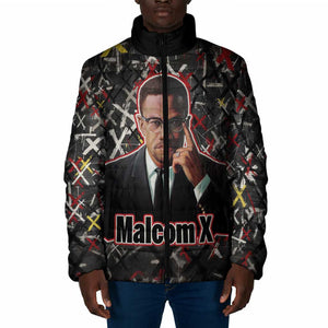Malcolm X Padded Jacket Street Art Style Portrait Quote The Future Belongs to Those Who Prepare Civil Rights Tribute - African Pride