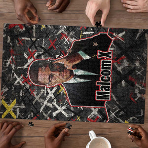 Malcolm X Puzzle Street Art Style Portrait Quote The Future Belongs to Those Who Prepare Civil Rights Tribute - African Pride