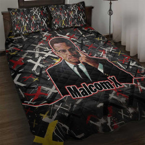 Malcolm X Quilt Bed Set Street Art Style Portrait Quote The Future Belongs to Those Who Prepare Civil Rights Tribute - African Pride