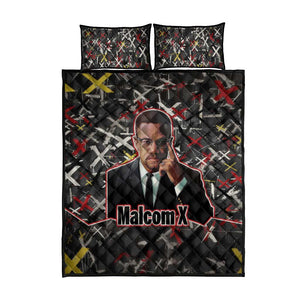 Malcolm X Quilt Bed Set Street Art Style Portrait Quote The Future Belongs to Those Who Prepare Civil Rights Tribute - African Pride