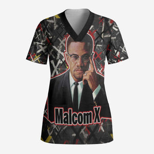 Malcolm X Scrub Top Street Art Style Portrait Quote The Future Belongs to Those Who Prepare Civil Rights Tribute - African Pride
