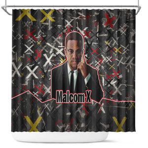 Malcolm X Shower Curtain Street Art Style Portrait Quote The Future Belongs to Those Who Prepare Civil Rights Tribute - African Pride