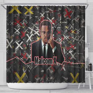 Malcolm X Shower Curtain Street Art Style Portrait Quote The Future Belongs to Those Who Prepare Civil Rights Tribute - African Pride