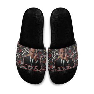 Malcolm X Slide Sandals Street Art Style Portrait Quote The Future Belongs to Those Who Prepare Civil Rights Tribute - African Pride