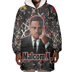 Malcolm X Wearable Blanket Hoodie Street Art Style Portrait Quote The Future Belongs to Those Who Prepare Civil Rights Tribute - African Pride