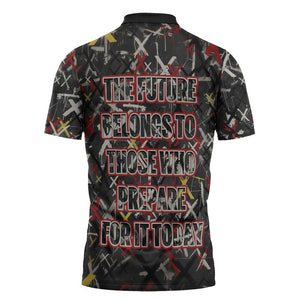 Malcolm X Zipper Polo Shirt Street Art Style Portrait Quote The Future Belongs to Those Who Prepare Civil Rights Tribute - African Pride