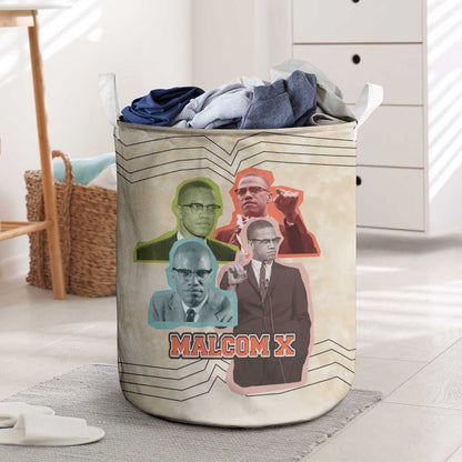 Malcolm X Laundry Basket Pop Art Portrait Collage Civil Rights Activist Retro Style Design - African Pride