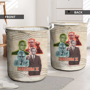 Malcolm X Laundry Basket Pop Art Portrait Collage Civil Rights Activist Retro Style Design - African Pride