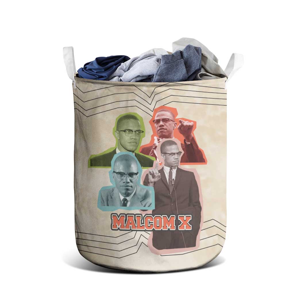 Malcolm X Laundry Basket Pop Art Portrait Collage Civil Rights Activist Retro Style Design - African Pride