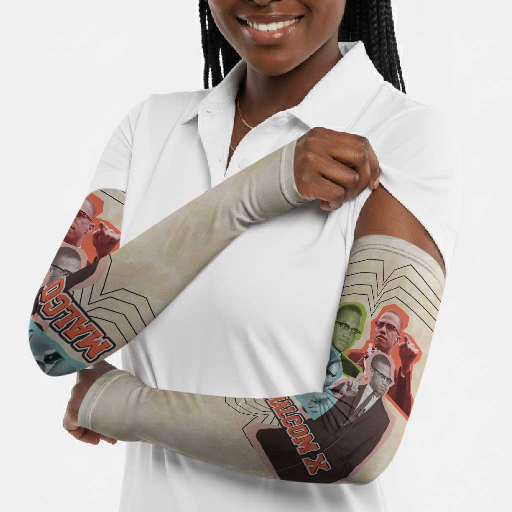Malcolm X Arm Sleeves Pop Art Portrait Collage Civil Rights Activist Retro Style Design - African Pride