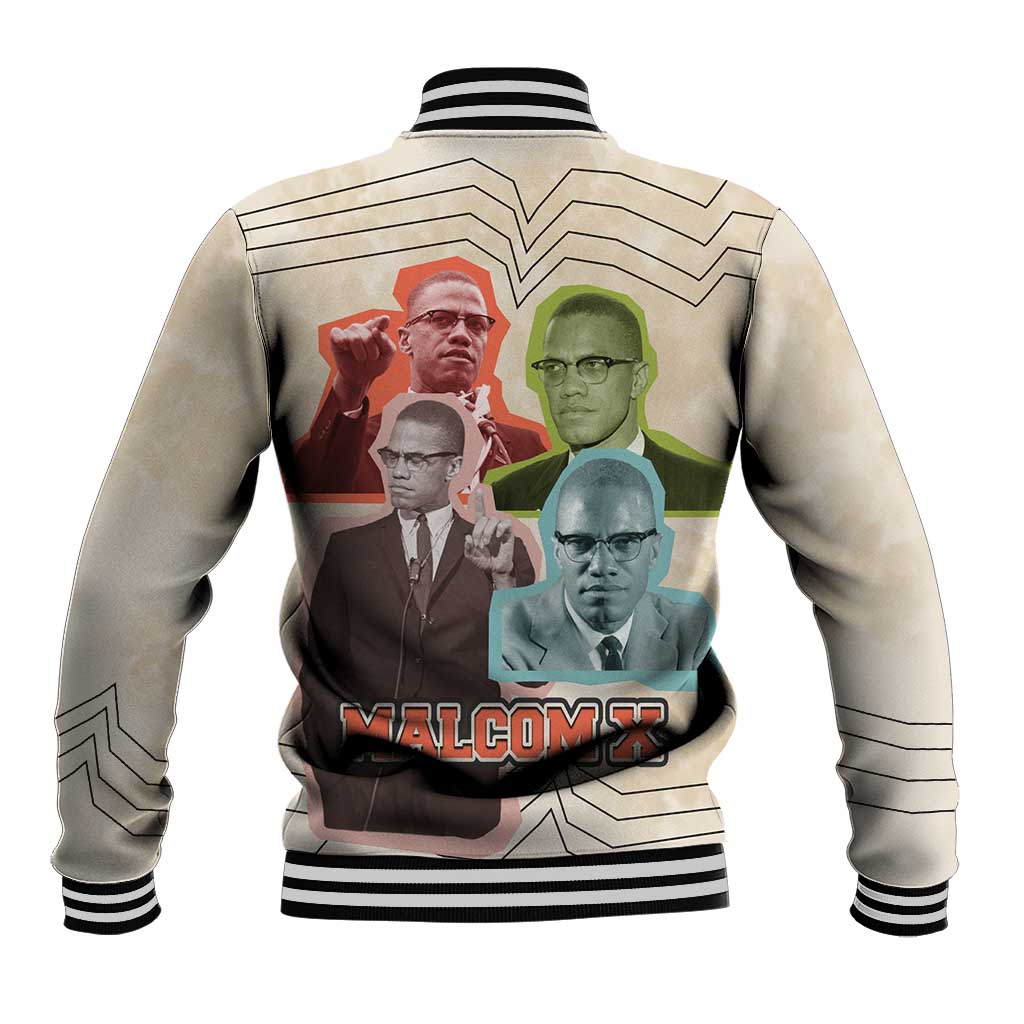 Malcolm X Baseball Jacket Pop Art Portrait Collage Civil Rights Activist Retro Style Design - African Pride