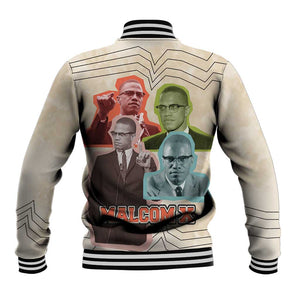 Malcolm X Baseball Jacket Pop Art Portrait Collage Civil Rights Activist Retro Style Design - African Pride