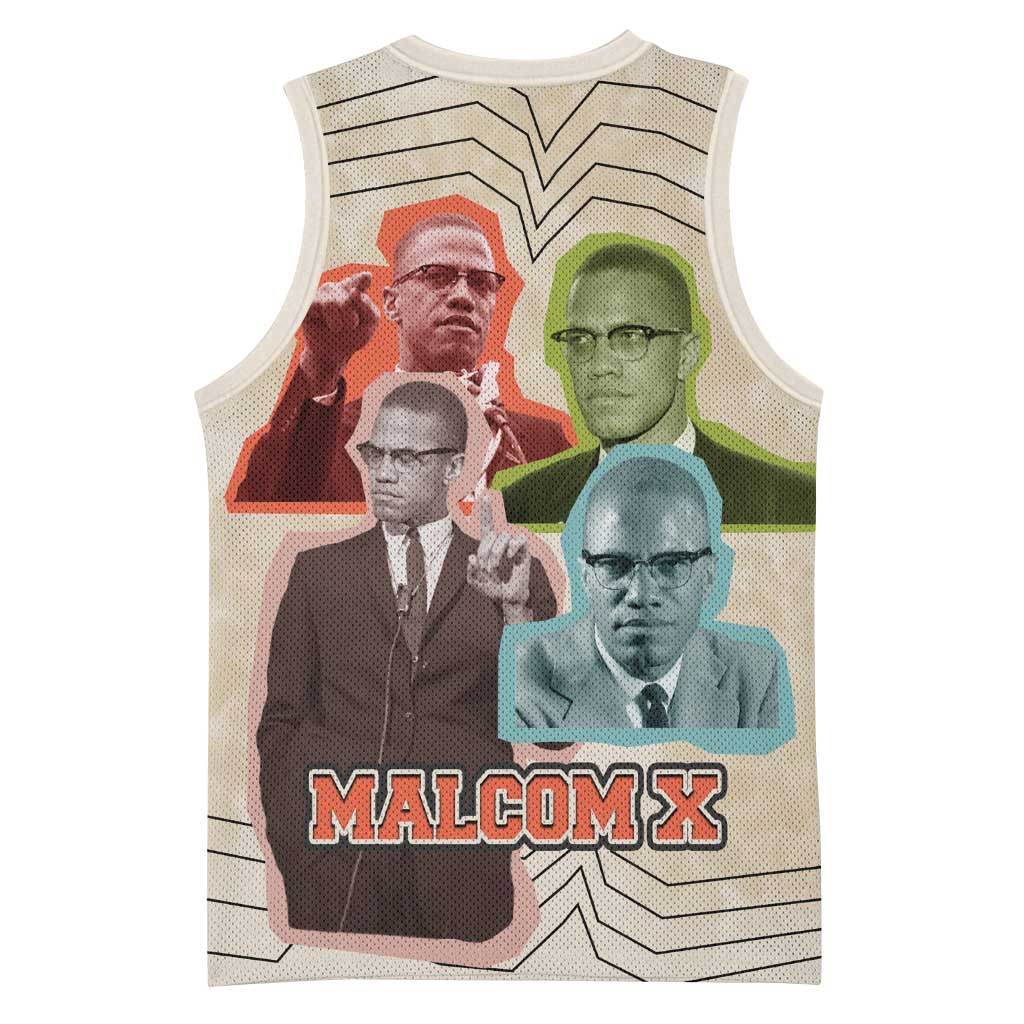 Malcolm X Basketball Jersey Pop Art Portrait Collage Civil Rights Activist Retro Style Design - African Pride