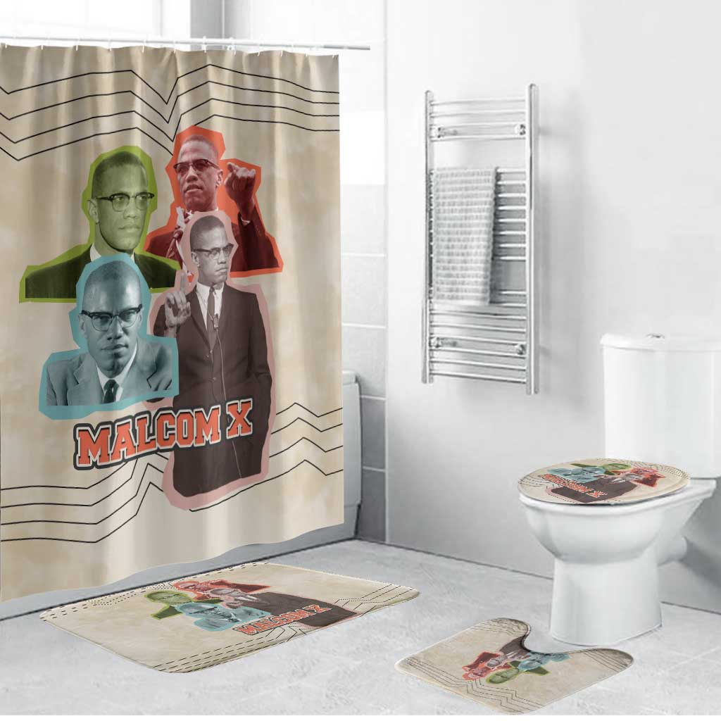 Malcolm X Bathroom Set Pop Art Portrait Collage Civil Rights Activist Retro Style Design - African Pride