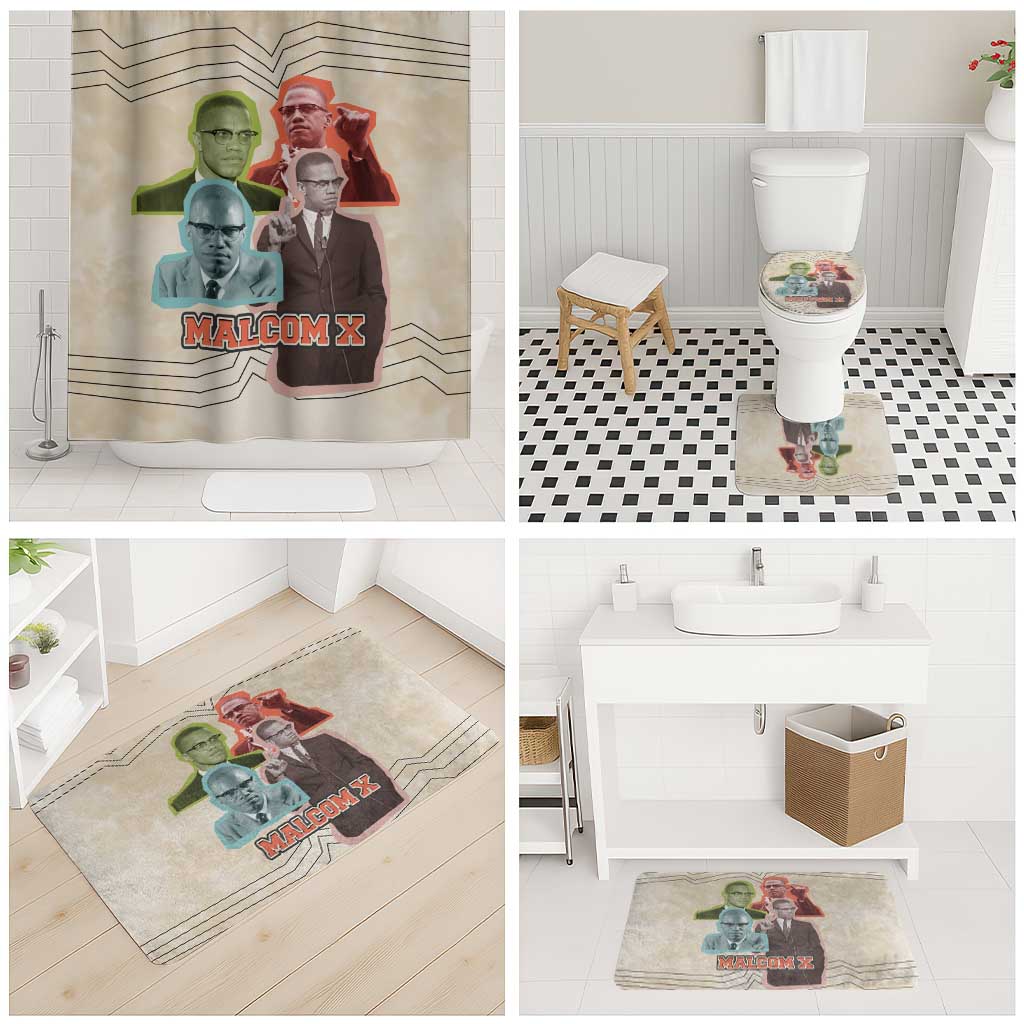 Malcolm X Bathroom Set Pop Art Portrait Collage Civil Rights Activist Retro Style Design - African Pride