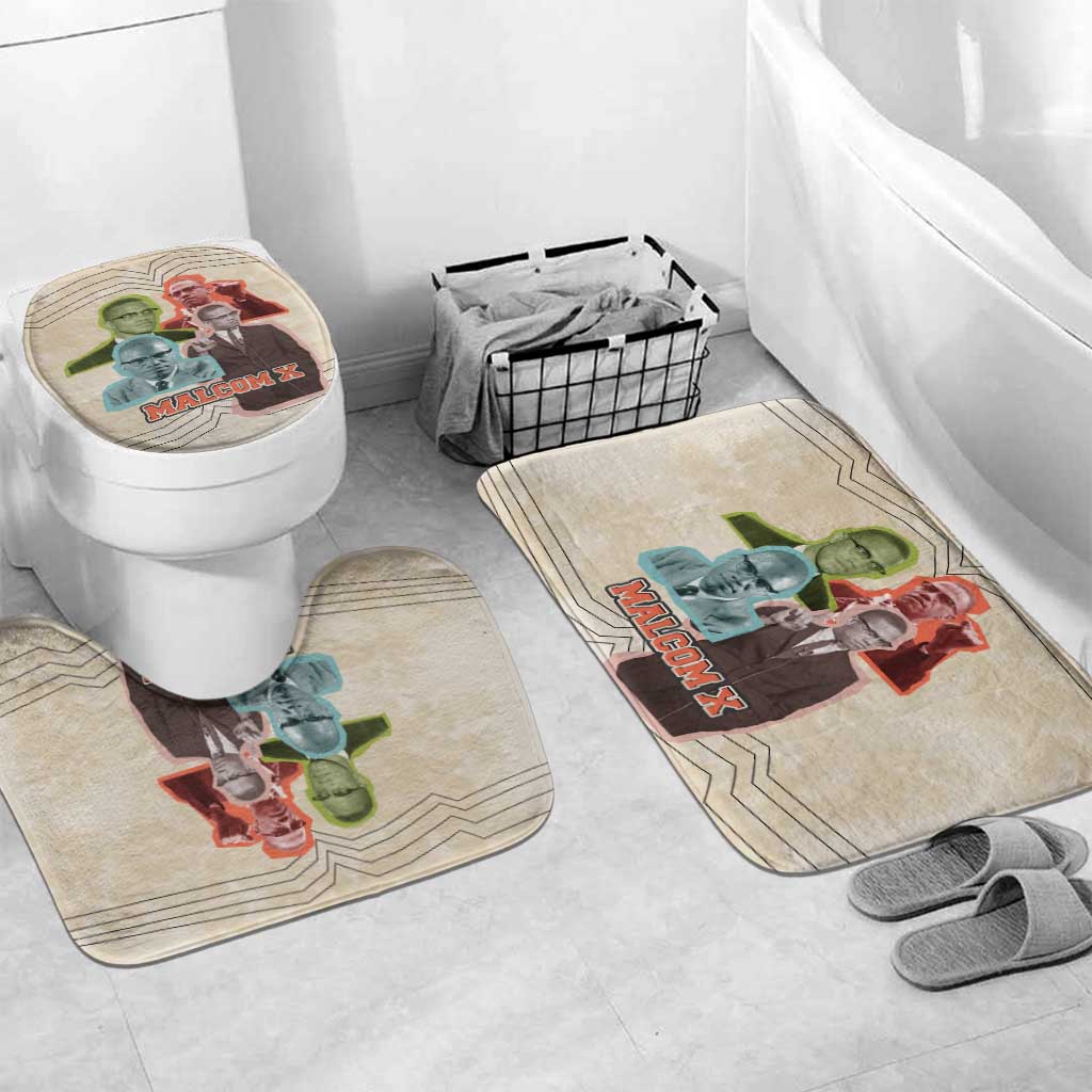 Malcolm X Bathroom Set Pop Art Portrait Collage Civil Rights Activist Retro Style Design - African Pride