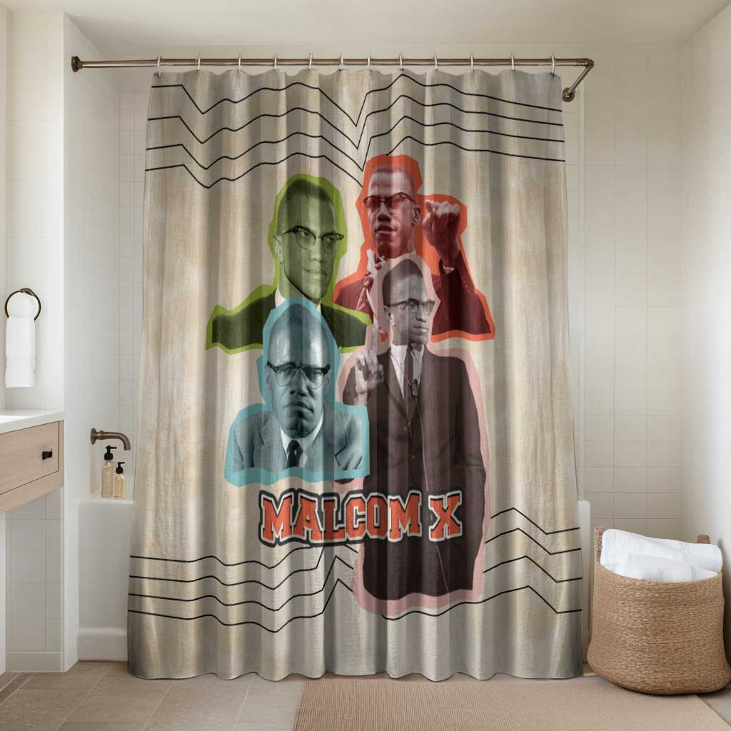 Malcolm X Bathroom Set Pop Art Portrait Collage Civil Rights Activist Retro Style Design - African Pride