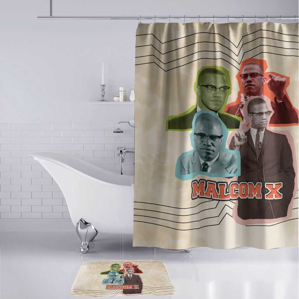 Malcolm X Bathroom Set Pop Art Portrait Collage Civil Rights Activist Retro Style Design - African Pride