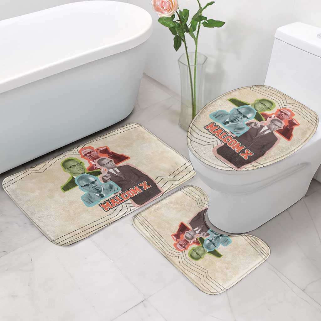 Malcolm X Bathroom Set Pop Art Portrait Collage Civil Rights Activist Retro Style Design - African Pride