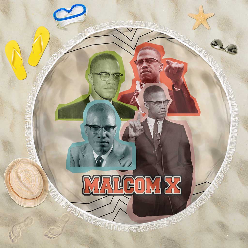 Malcolm X Beach Blanket Pop Art Portrait Collage Civil Rights Activist Retro Style Design - African Pride