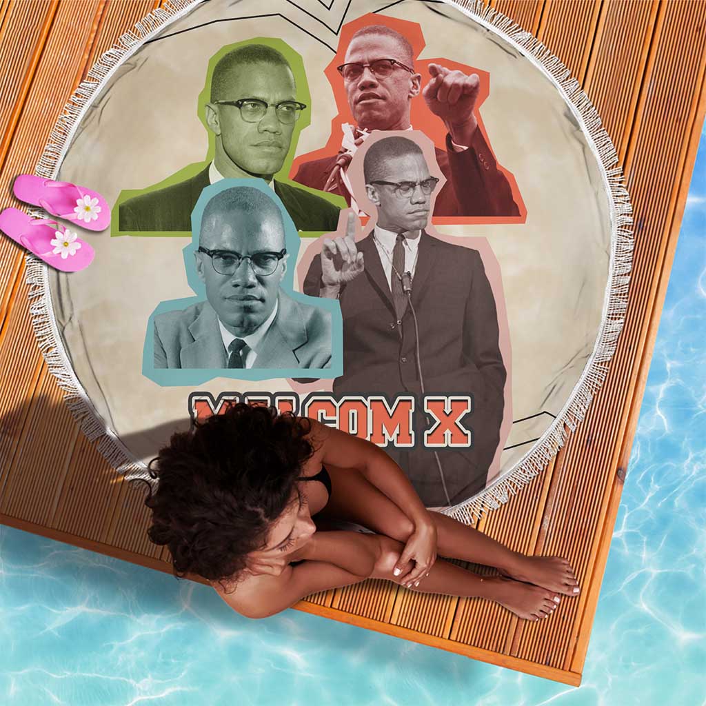 Malcolm X Beach Blanket Pop Art Portrait Collage Civil Rights Activist Retro Style Design - African Pride