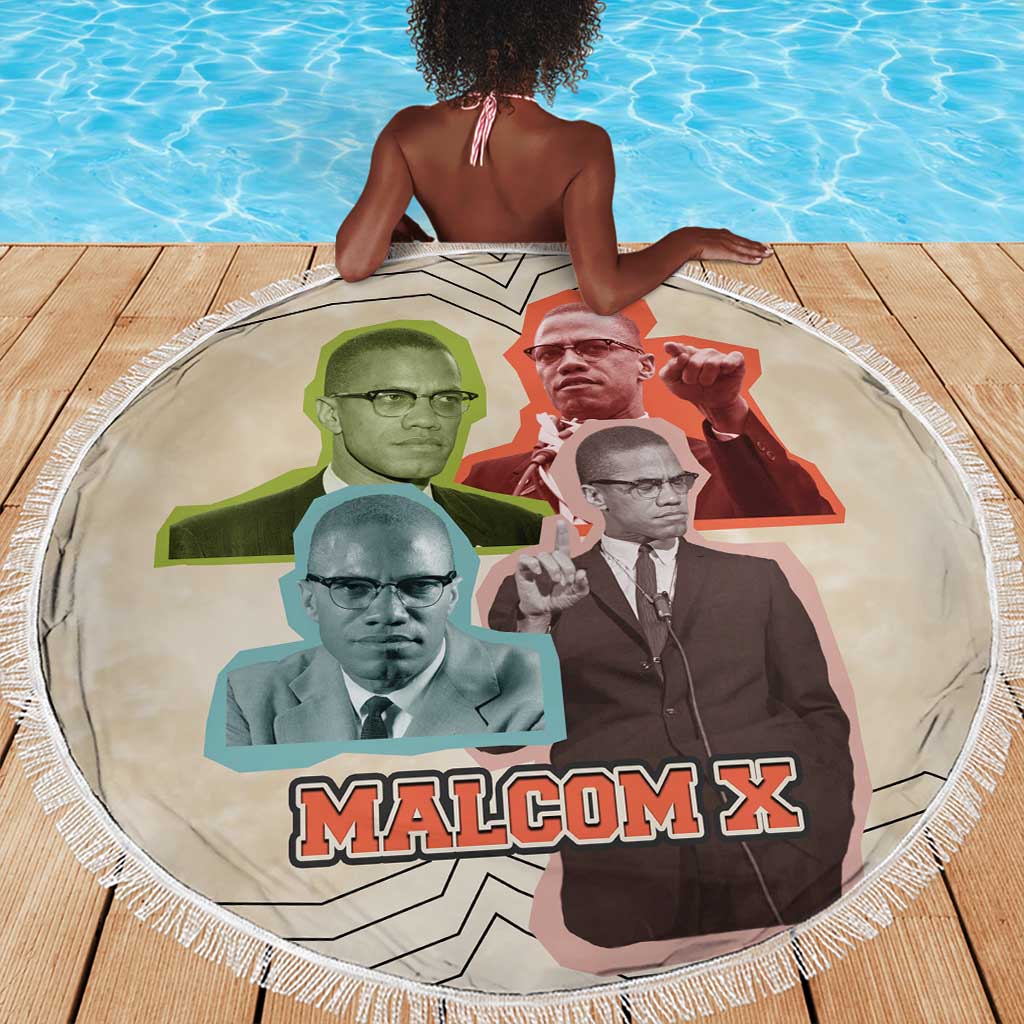 Malcolm X Beach Blanket Pop Art Portrait Collage Civil Rights Activist Retro Style Design - African Pride