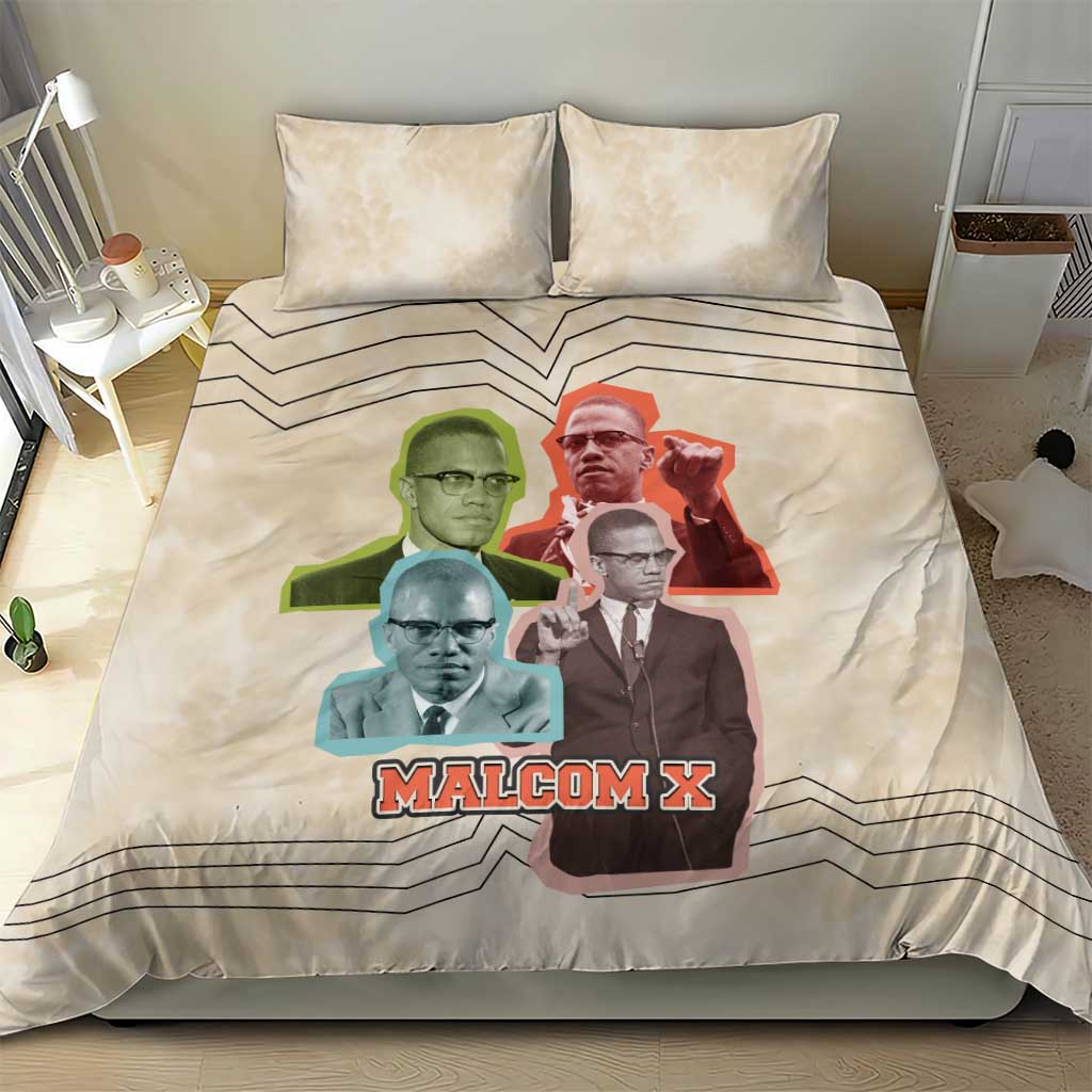 Malcolm X Bedding Set Pop Art Portrait Collage Civil Rights Activist Retro Style Design - African Pride