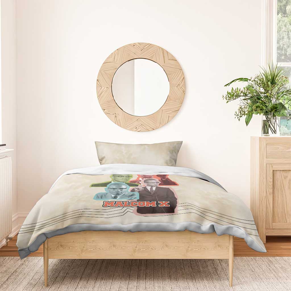 Malcolm X Bedding Set Pop Art Portrait Collage Civil Rights Activist Retro Style Design - African Pride