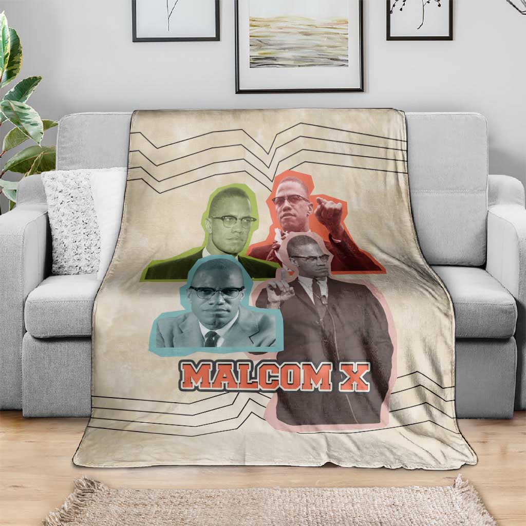 Malcolm X Blanket Pop Art Portrait Collage Civil Rights Activist Retro Style Design - African Pride
