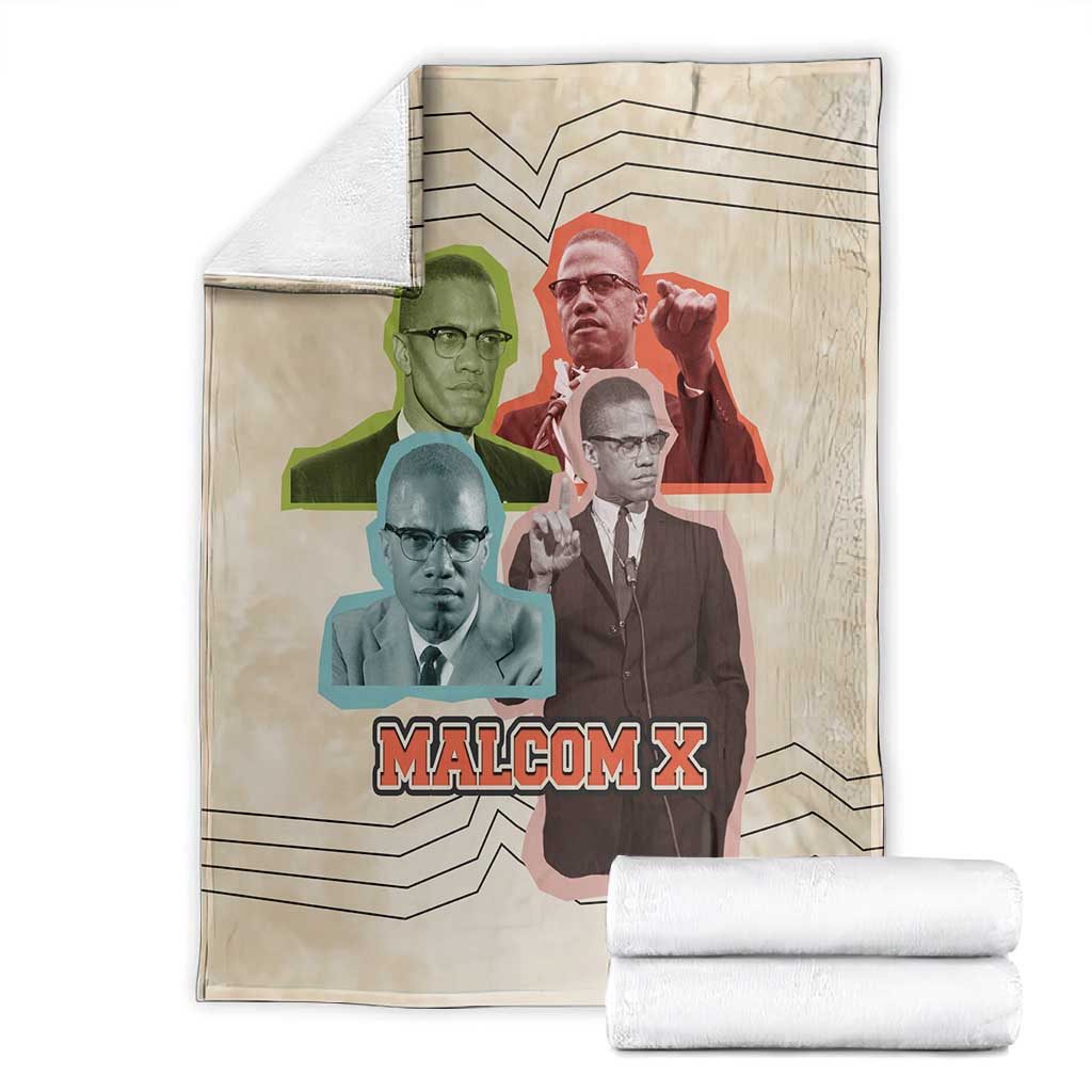 Malcolm X Blanket Pop Art Portrait Collage Civil Rights Activist Retro Style Design - African Pride