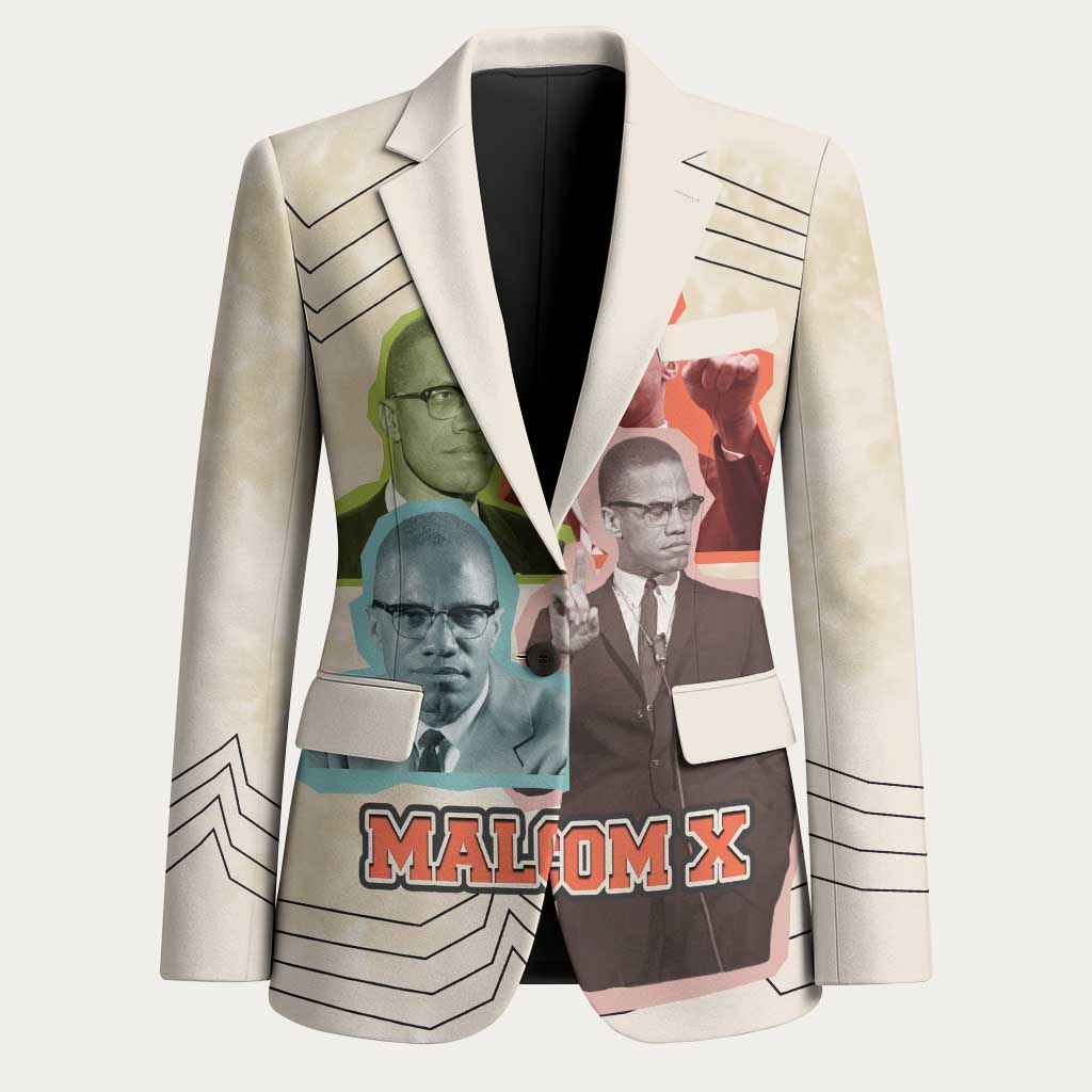 Malcolm X Blazer Pop Art Portrait Collage Civil Rights Activist Retro Style Design - African Pride