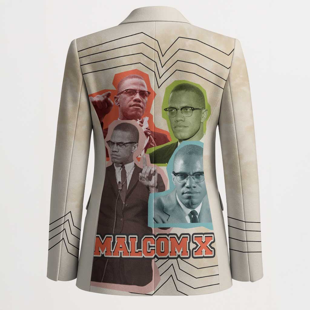 Malcolm X Blazer Pop Art Portrait Collage Civil Rights Activist Retro Style Design - African Pride
