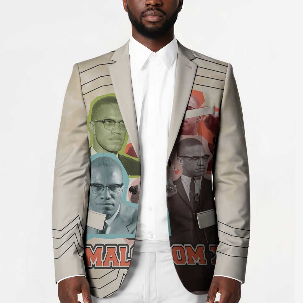 Malcolm X Blazer Pop Art Portrait Collage Civil Rights Activist Retro Style Design - African Pride