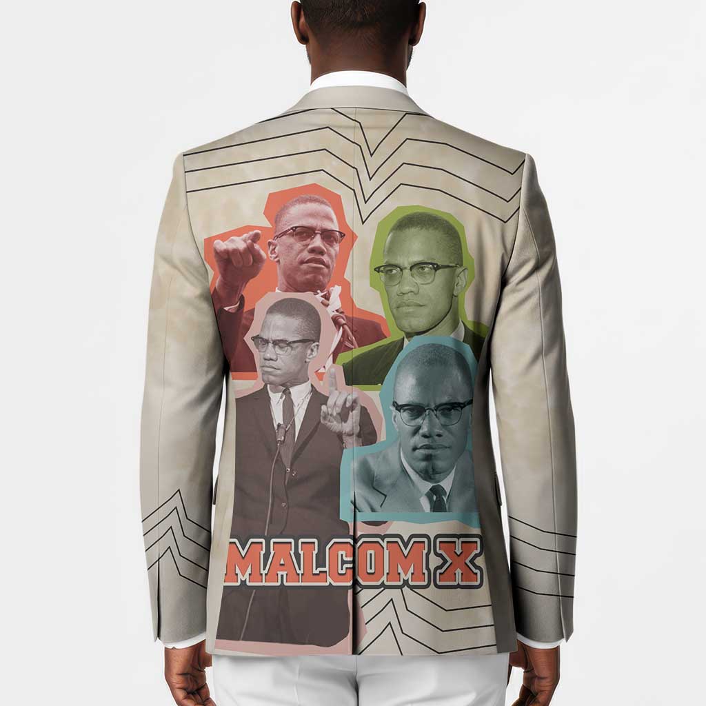 Malcolm X Blazer Pop Art Portrait Collage Civil Rights Activist Retro Style Design - African Pride