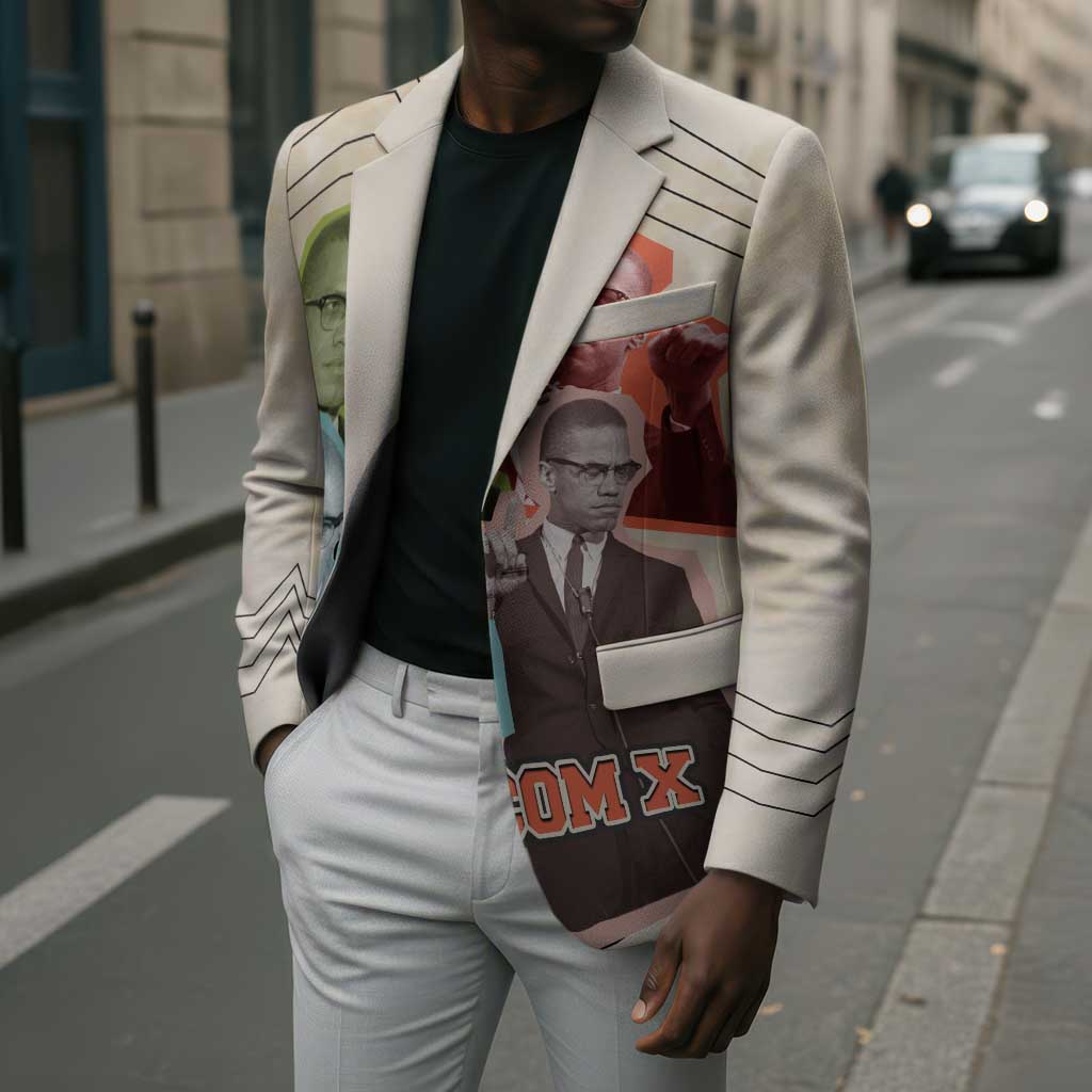 Malcolm X Blazer Pop Art Portrait Collage Civil Rights Activist Retro Style Design - African Pride
