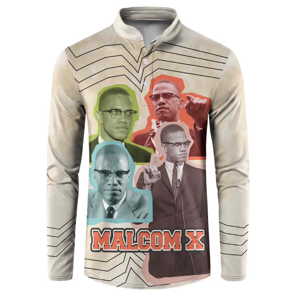 Malcolm X Button Sweatshirt Pop Art Portrait Collage Civil Rights Activist Retro Style Design