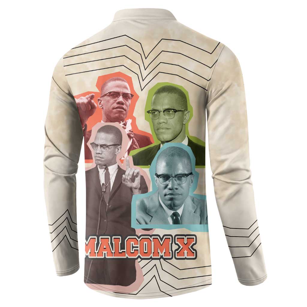 Malcolm X Button Sweatshirt Pop Art Portrait Collage Civil Rights Activist Retro Style Design