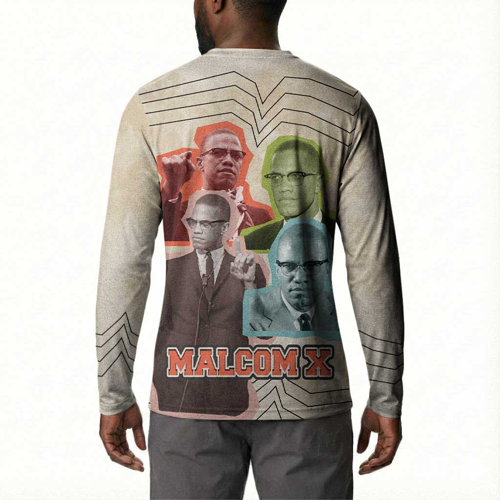 Malcolm X Button Sweatshirt Pop Art Portrait Collage Civil Rights Activist Retro Style Design