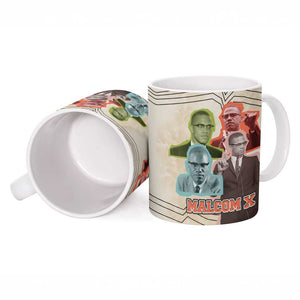 Malcolm X Ceramic Mug Pop Art Portrait Collage Civil Rights Activist Retro Style Design - African Pride