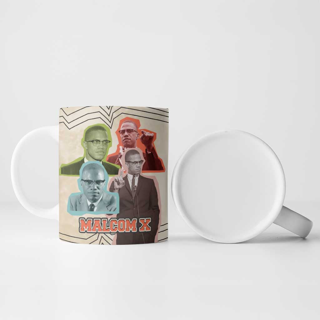 Malcolm X Ceramic Mug Pop Art Portrait Collage Civil Rights Activist Retro Style Design - African Pride