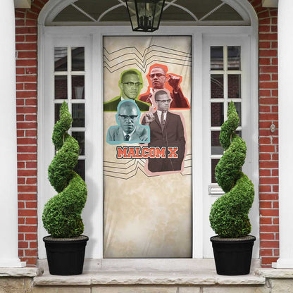 Malcolm X Door Cover Pop Art Portrait Collage Civil Rights Activist Retro Style Design - African Pride