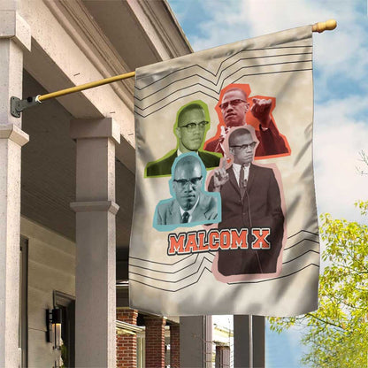 Malcolm X Garden Flag Pop Art Portrait Collage Civil Rights Activist Retro Style Design - African Pride