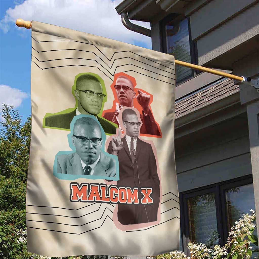 Malcolm X Garden Flag Pop Art Portrait Collage Civil Rights Activist Retro Style Design - African Pride