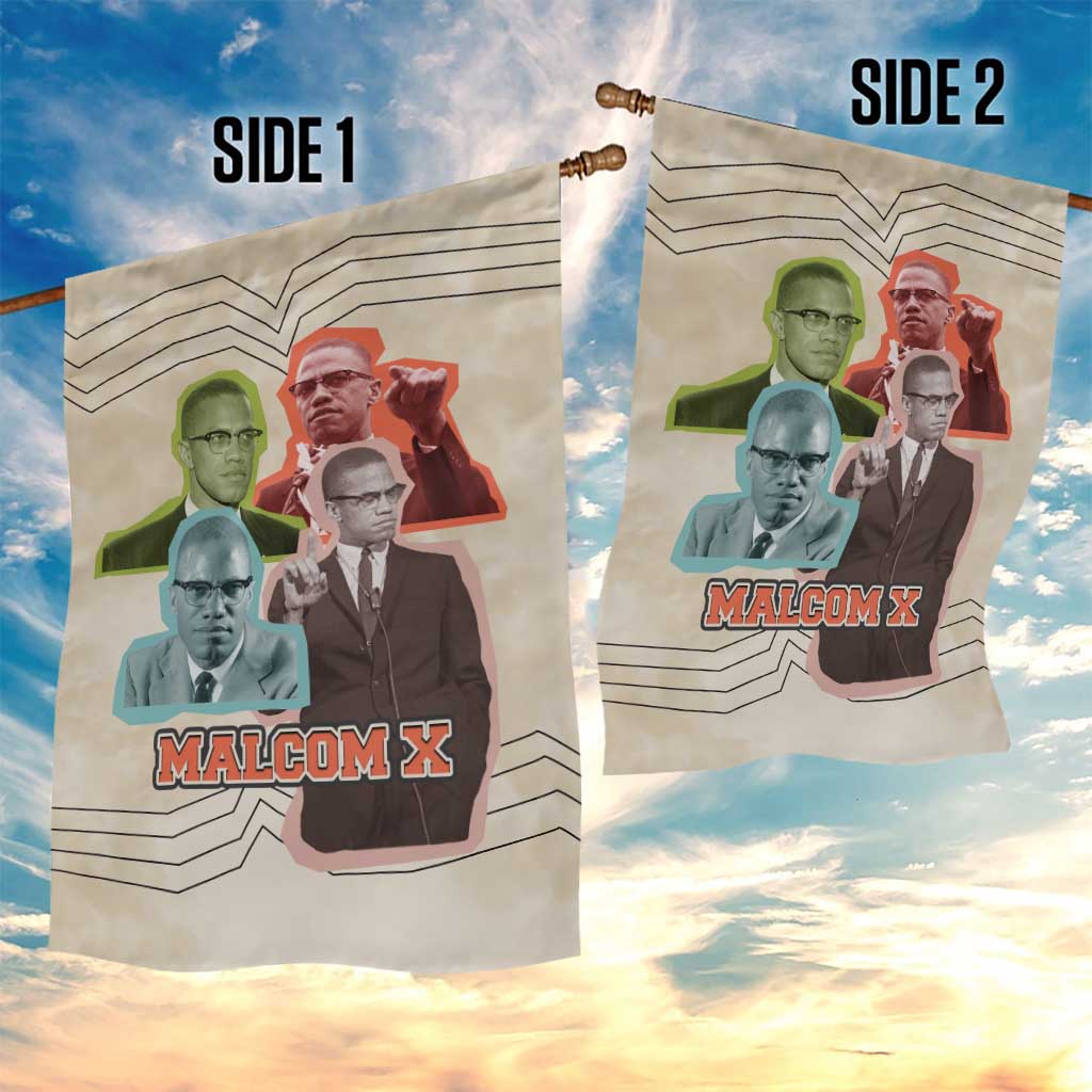 Malcolm X Garden Flag Pop Art Portrait Collage Civil Rights Activist Retro Style Design - African Pride