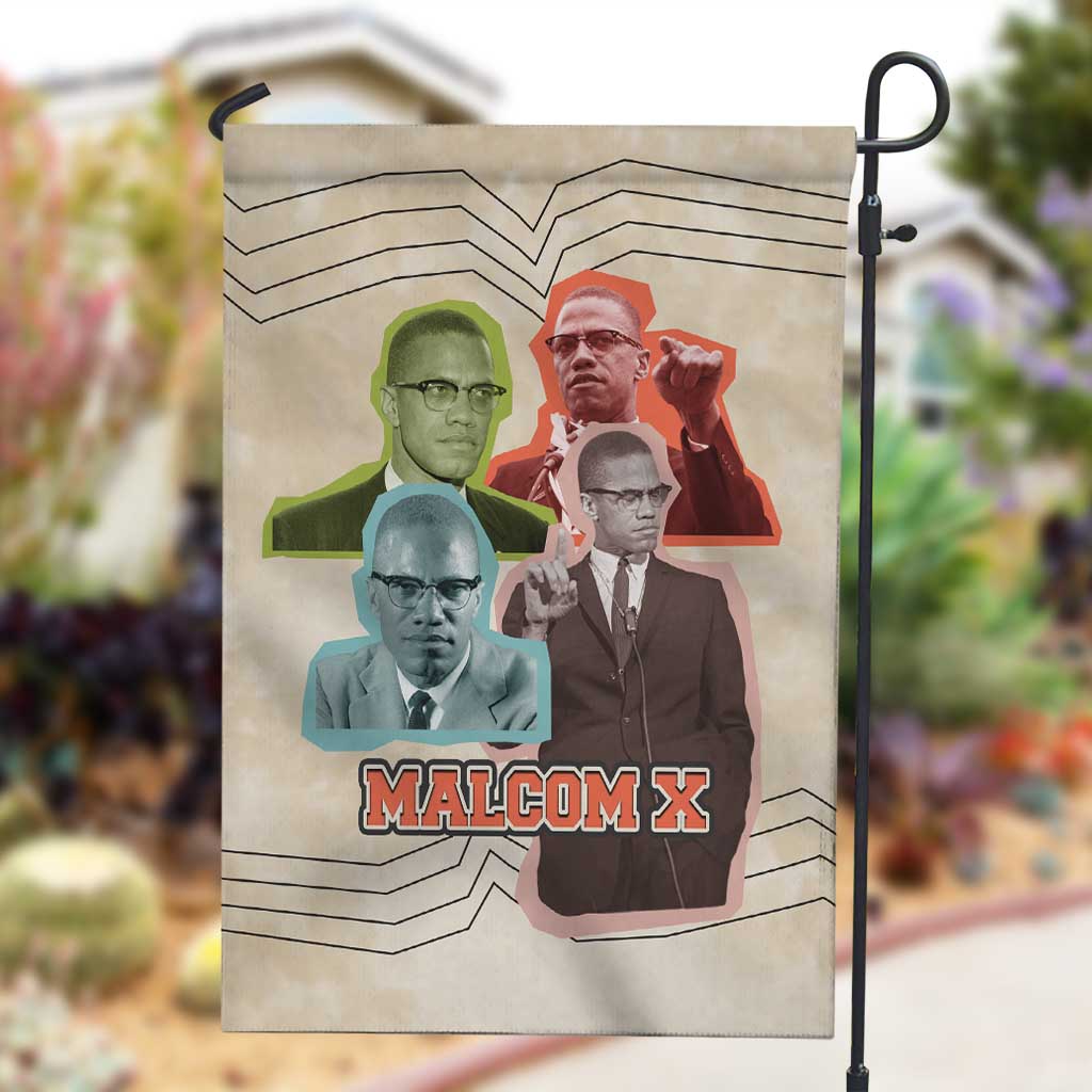 Malcolm X Garden Flag Pop Art Portrait Collage Civil Rights Activist Retro Style Design - African Pride