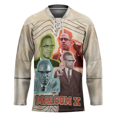 Malcolm X Hockey Jersey Pop Art Portrait Collage Civil Rights Activist Retro Style Design - African Pride