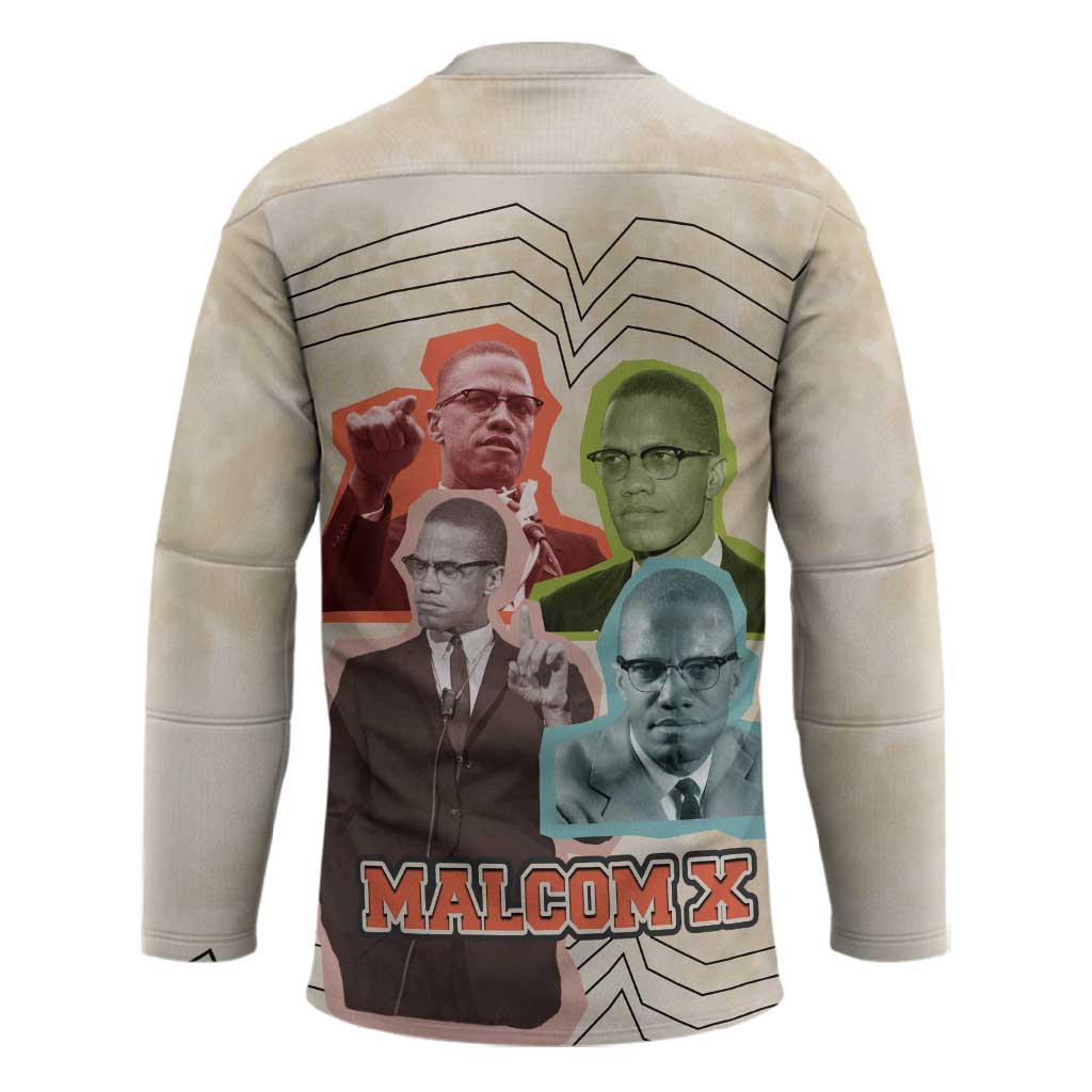 Malcolm X Hockey Jersey Pop Art Portrait Collage Civil Rights Activist Retro Style Design - African Pride