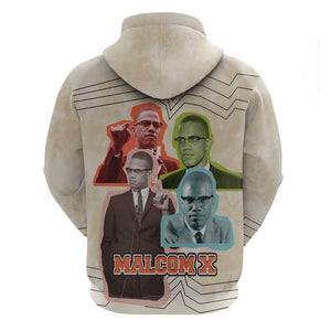 Malcolm X Hoodie Pop Art Portrait Collage Civil Rights Activist Retro Style Design - African Pride