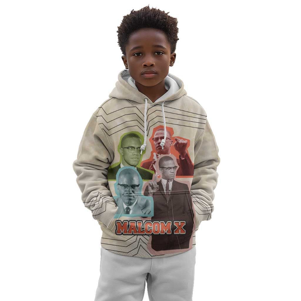 Malcolm X Kid Hoodie Pop Art Portrait Collage Civil Rights Activist Retro Style Design - African Pride