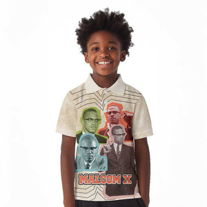 Malcolm X Kid Polo Shirt Pop Art Portrait Collage Civil Rights Activist Retro Style Design TS04